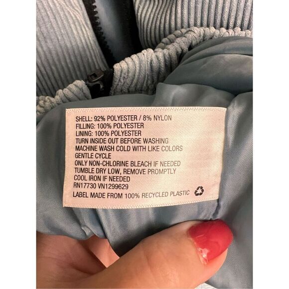 Wild Fable by Target Woman Light Blue Corduroy Puffer Bomber Jacket Coat Size L - Picture 8 of 12